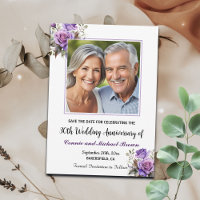 30th Wedding Anniversary Purple Roses Photo