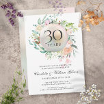 30th Wedding Anniversary Roses Floral Chic Pearl Invitation<br><div class="desc">Featuring a delicate watercolour floral garland and chic pearl,  this elegant 30th wedding anniversary invitation can be personalised with your special pearl anniversary information. Designed by Thisisnotme©</div>