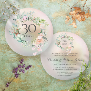 30th Wedding Anniversary Roses Floral Pearl Invitation