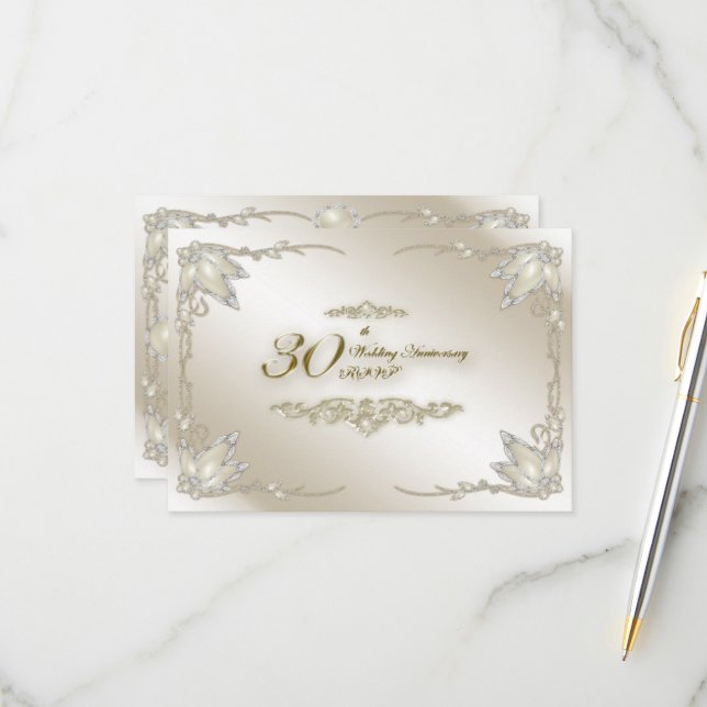 30th Wedding Anniversary RSVP Card (Front/Back In Situ)