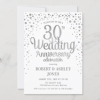 30th Wedding Anniversary - Silver & White