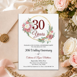 30th Wedding Anniversary Surprise Party Floral Invitation