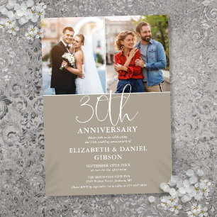 30th Wedding Anniversary Then And Now 2 Photo Invitation