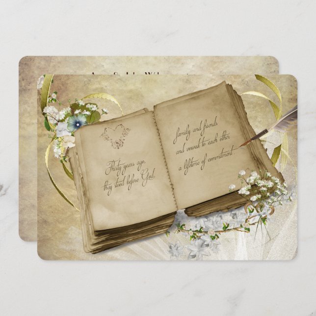 30th Wedding Anniversary Vintage Vow Renewal Invitation (Front/Back)