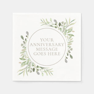 30th Wedding Anniversary Watercolor Greenery Napkin
