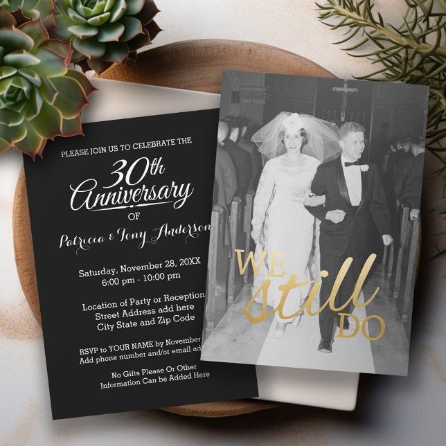 30th Wedding Anniversary with Photo - We Still Do Invitation (Wedding Anniversary Invitation - Modern Design with Photo)