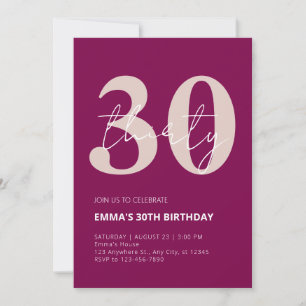 30th year celebration birthday invitation