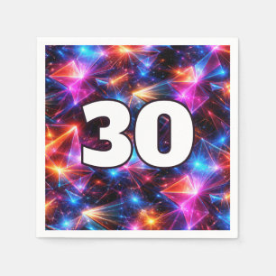 30tht Birthday Neon Polygon Abstract  Napkin
