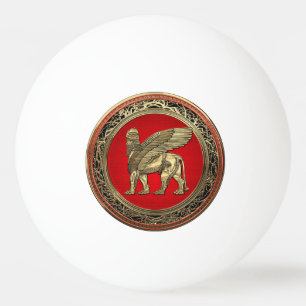 [310] Assyrian Winged Lion - Gold Lamassu Ping Pong Ball