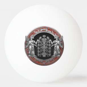 [310] Two Silver Ninurtas with Tree of Life Ping Pong Ball