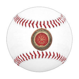 [310] Vegvisir - Viking Gold Magic Runic Compass Baseball