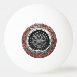 [310] Vegvisir - Viking Silver Magic Runic Compass Ping Pong Ball