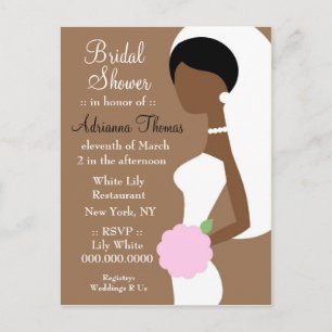 311-AFRICAN AMERICAN BRIDE SHOWER INVITATION POSTCARD
