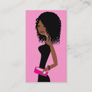 311 African American Fashionista Pink Business Card