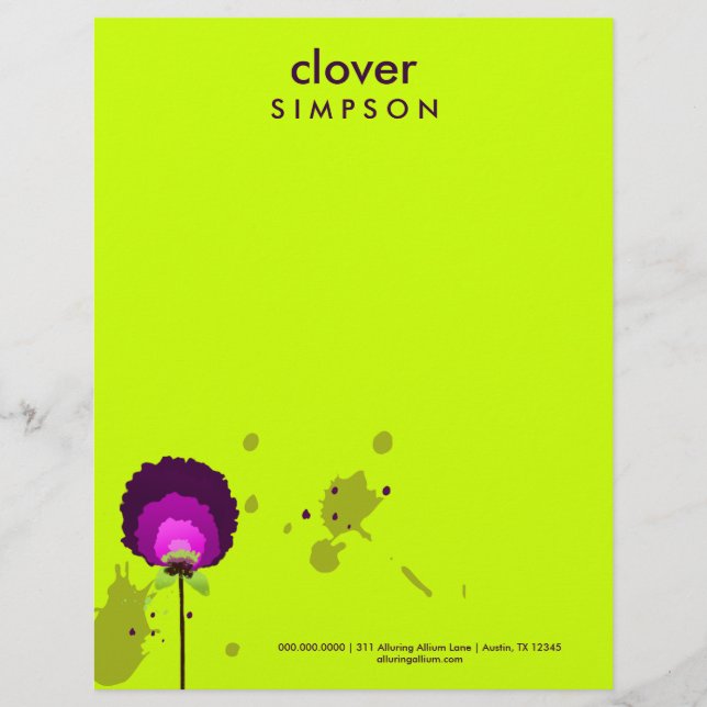 311-Alluring Allium | Neon Letterhead Design (Front)