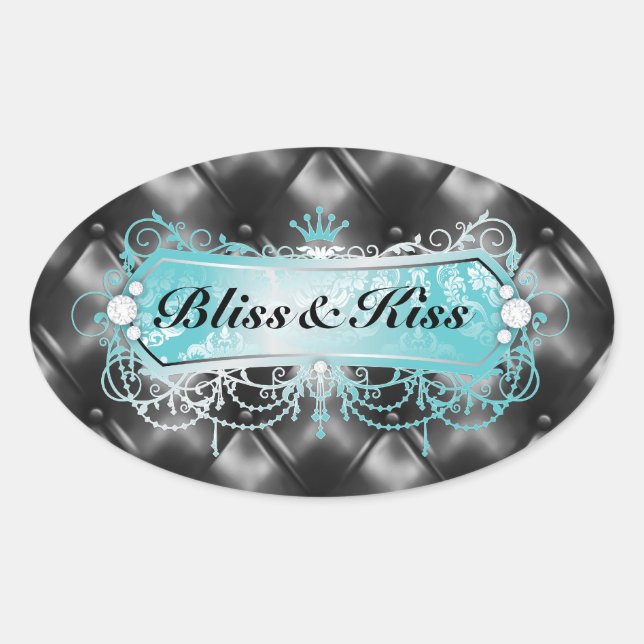 311 Aqua Bliss Black Tuft Oval Sticker (Front)