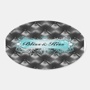 311 Aqua Bliss Black Tuft Oval Sticker