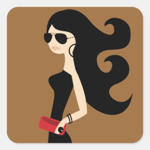 311 Aviator Fashionista Bronze Red Purse Square Sticker