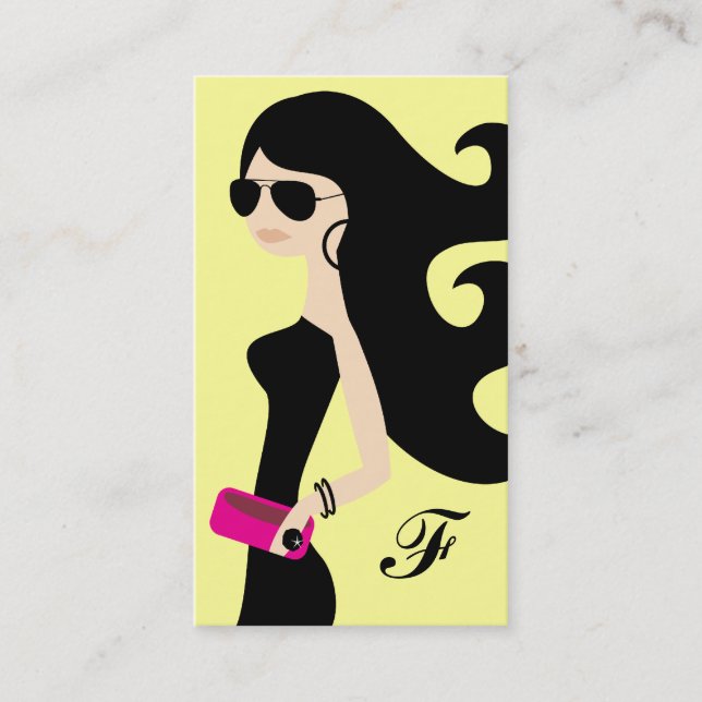 311 Aviator Fashionista Brunette Yellow Business Card (Front)