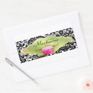 311 Bakery Business Card Cupcake Swirls Lime Rectangular Sticker