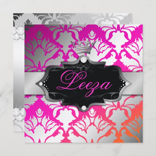 311-Baroque Princess Metallic Invitation (Front/Back)