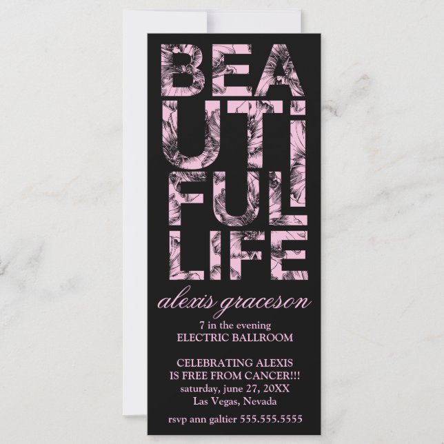 311 Beautiful Life Cancer Free Party Invitation (Front)