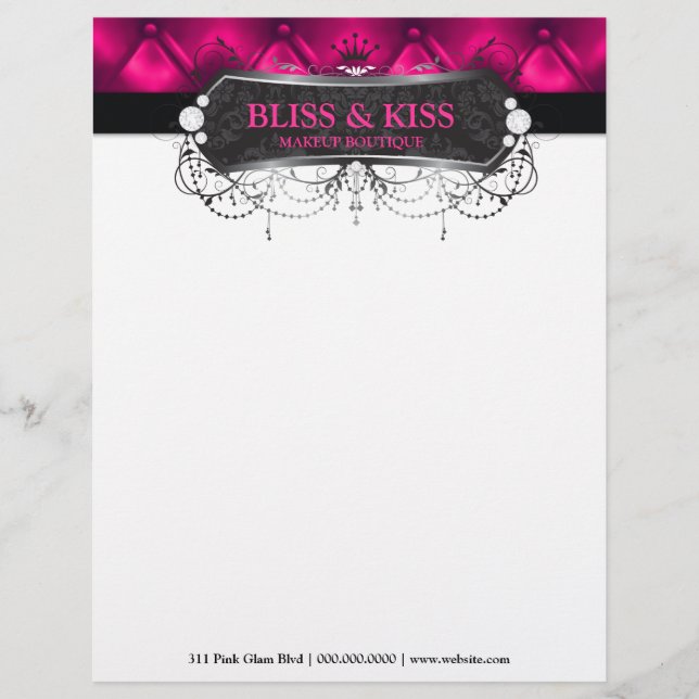 311 Black Bliss Blush Tuft Metallic Letterhead Template (Front)