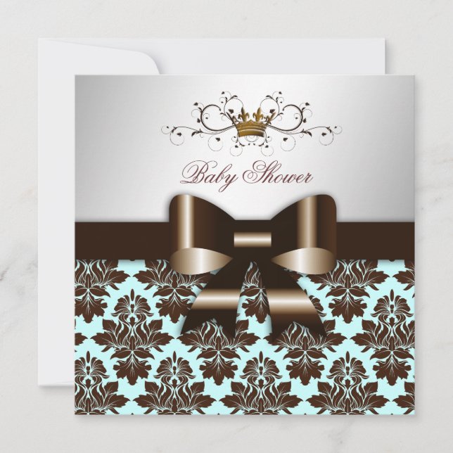 311 Blackberry Brown Damask Blue Brown Invitation (Front)