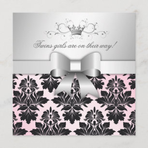311-Blackberry Precious Pink Damask Baby Shower Invitation