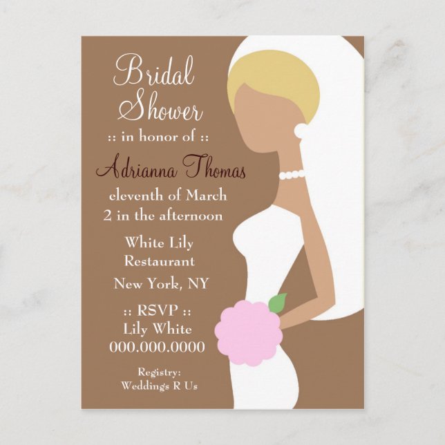 311-BLONDE BRIDE SHOWER INVITATION POSTCARD (Front)