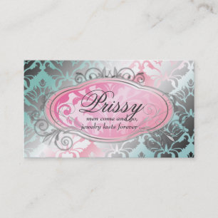 311 Bodacious Damask Shimmer Turq Pink Business Card