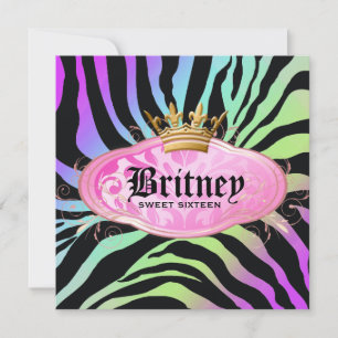 311 Bodacious Zebra Amethyst Rainbow Invitation