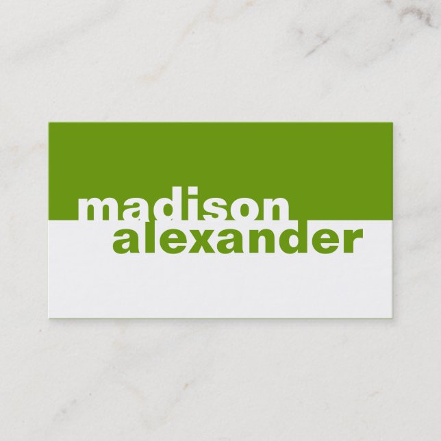 311-Boldly Simplistic | Green Business Card (Front)