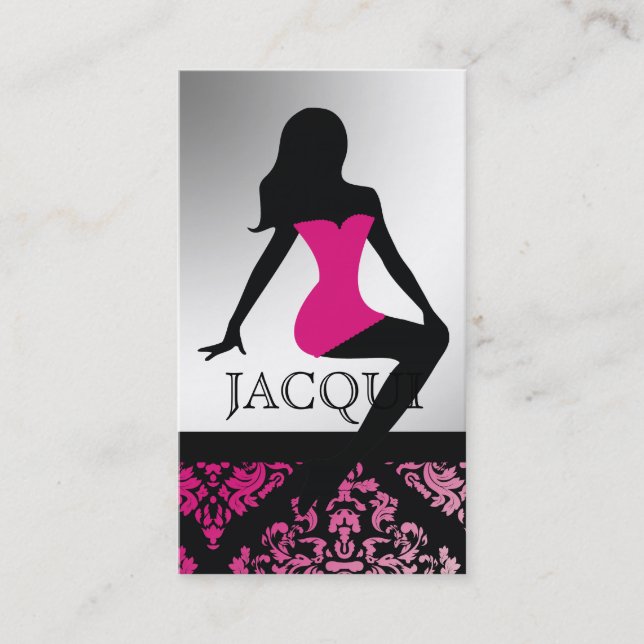 311-Bombshell Silhouette Zebra - Luxuriously Pink Business Card (Front)