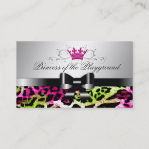 311 Bow-licious Hot Lime Pink Leopard Business Card