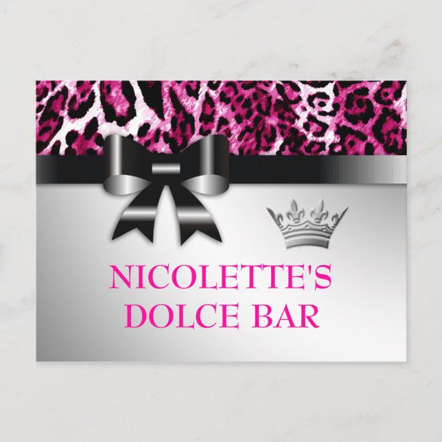 311 Bowlicious Hot Pink Leopard Table Card (Front)