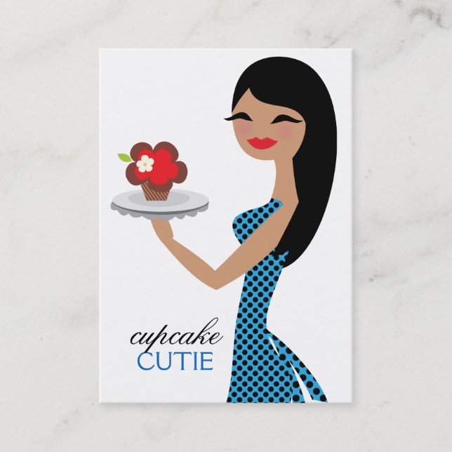 311 Candie the Cupcake Cutie Blue Black Straight Business Card (Front)