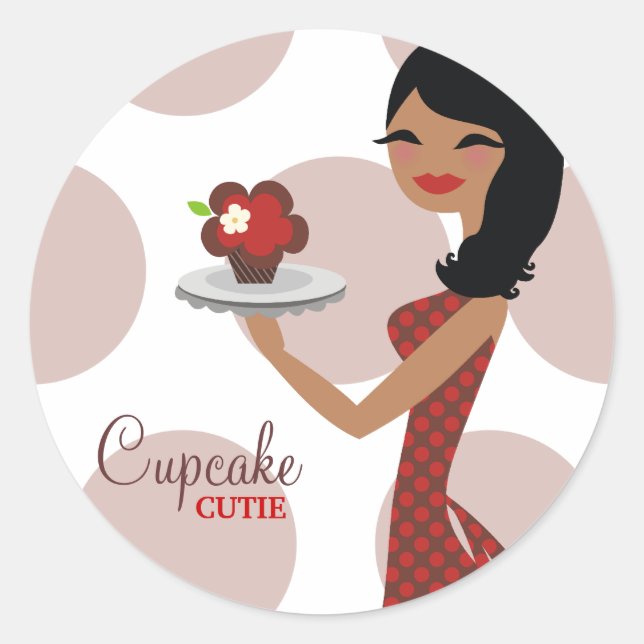 311-Candie the Cupcake Cutie Red Brown Sticker (Front)