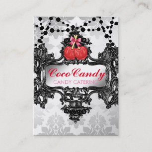 311 Candy Apple Wonderland White Damask Business Card