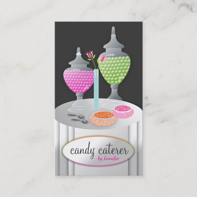 311-Candy Caterer | Charcoal Business Card (Front)