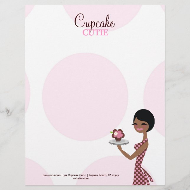 311 Carmella the Cupcake Cutie Brunette Custom Letterhead (Front)