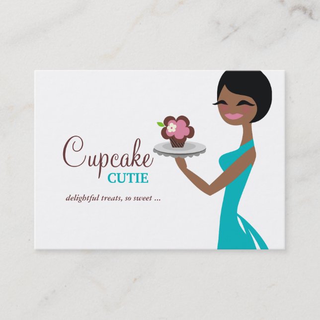 311 Carmella the Cupcake Cutie Gift Box Blue Business Card (Front)