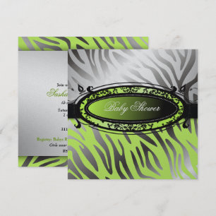 311-C'est Luxueux Hot Momma Lime Zebra Baby Invitation