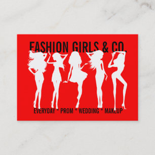 311 Chic Fashion Girls Silhouettes Bubble Red Appointment Card