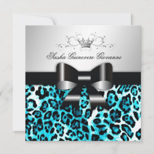 311- Chic Hot Beach Leopard Bow    Sweet 16 Invitation