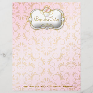 311 Ciao Bella Bejeweled Cakes   Pink Background Custom Letterhead