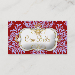 311 Ciao Bella & Lovey Dovey Damask Red Purple Business Card