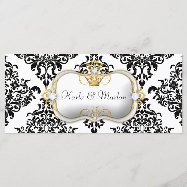 311 Ciao Bella Lovey Dovey Damask Wedding Program Programme (Front)