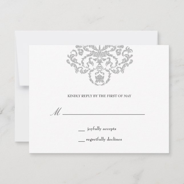 311-Classic Grey Nautical Mile RSVP Card (Front)