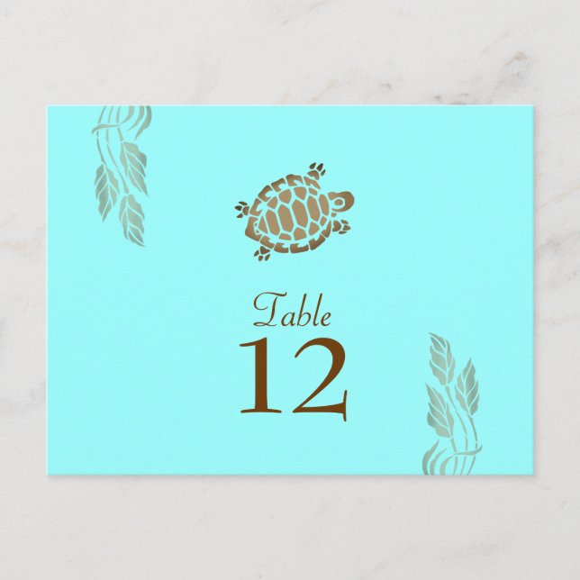 311-Coastal Seaturtle Turquoise Table Numbers Postcard (Front)